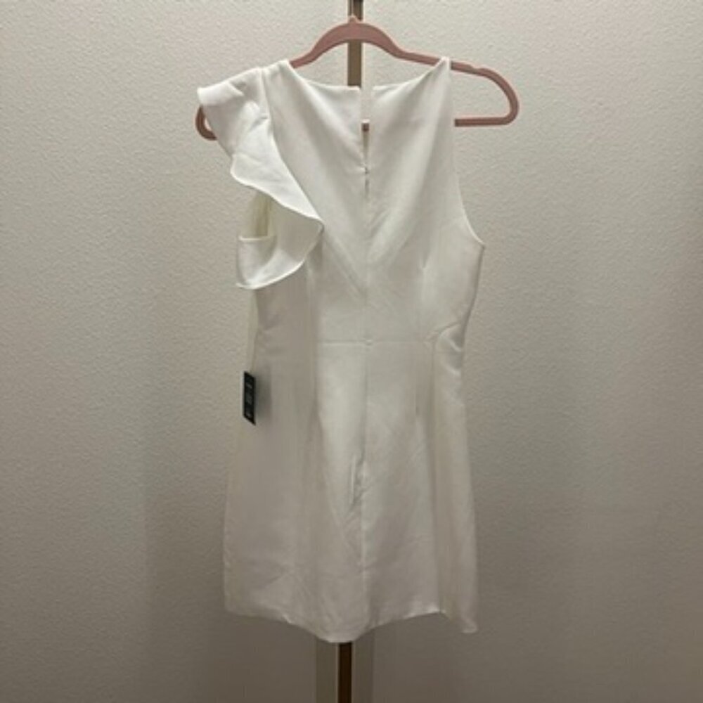 Lulus white mini dress Asymmetrical sleeve Small - Picture 6 of 6